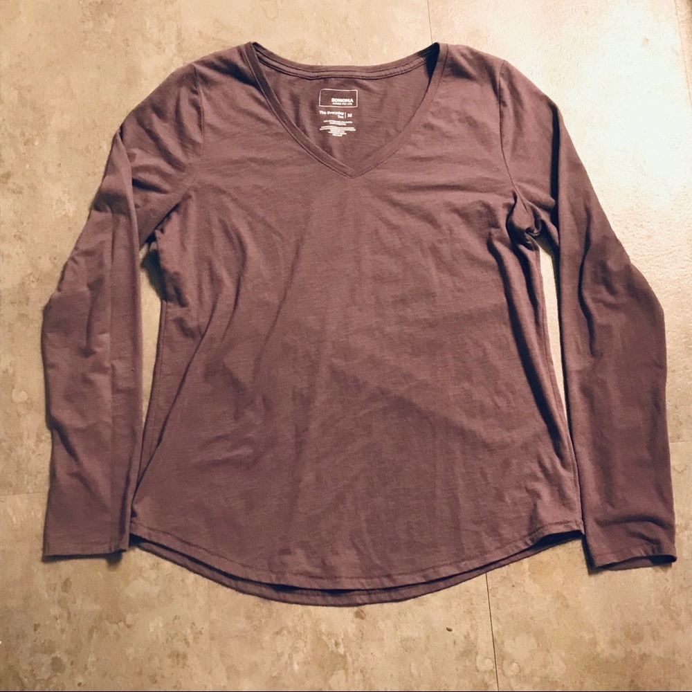 Purple Sonoma long sleeve vneck shirt